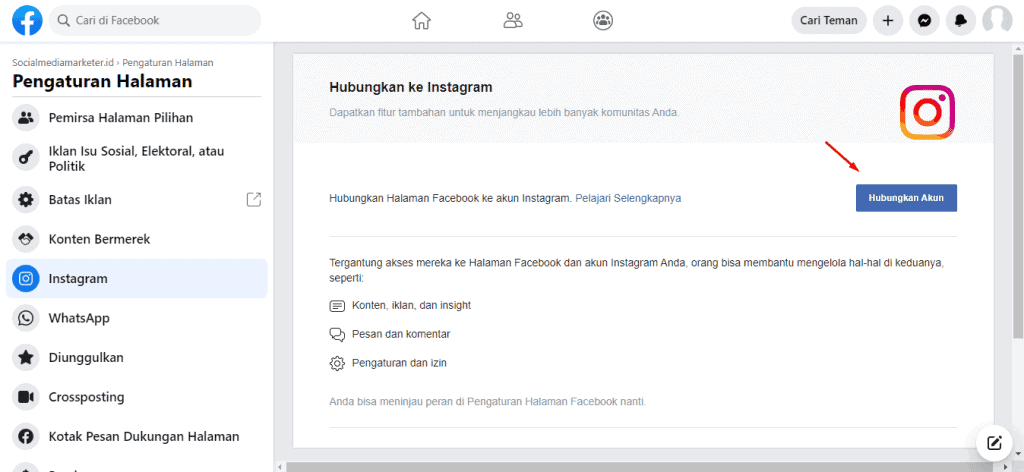 setting halaman facebook