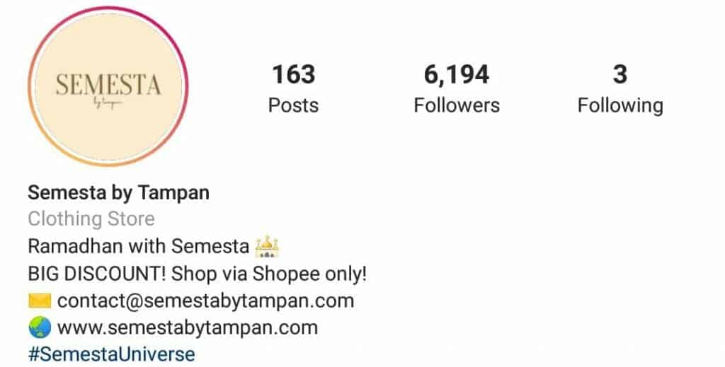 bio instagram bisnis baju